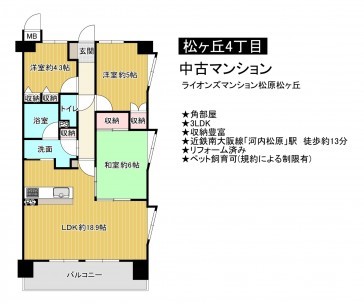 松原市松ケ丘、中古マンションの画像です