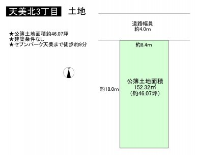 松原市天美北、土地の間取り画像です