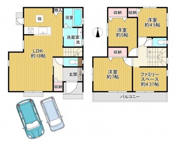羽曳野市羽曳が丘西、新築一戸建ての間取り画像です