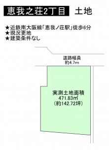 羽曳野市恵我之荘、土地の間取り画像です