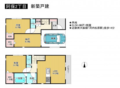 松原市阿保、新築一戸建ての間取り画像です