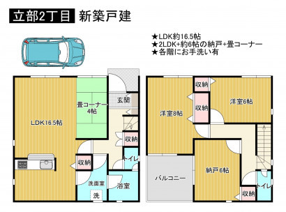 松原市立部、新築一戸建ての間取り画像です