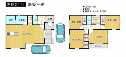 藤井寺市国府、新築一戸建ての間取り画像です