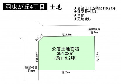 羽曳野市羽曳が丘、土地の間取り画像です