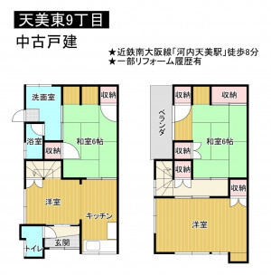 松原市天美東、中古一戸建ての間取り画像です