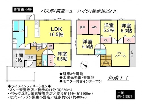 栗東市小野、一戸建ての間取り画像です