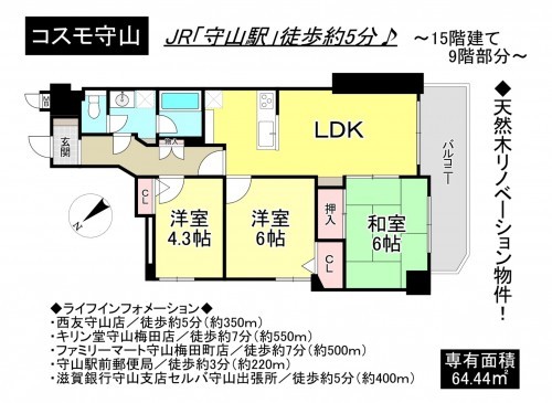 守山市守山１丁目、マンションの間取り画像です
