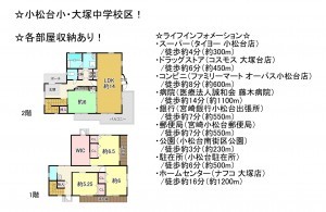 宮崎市大塚町、中古一戸建ての間取り画像です