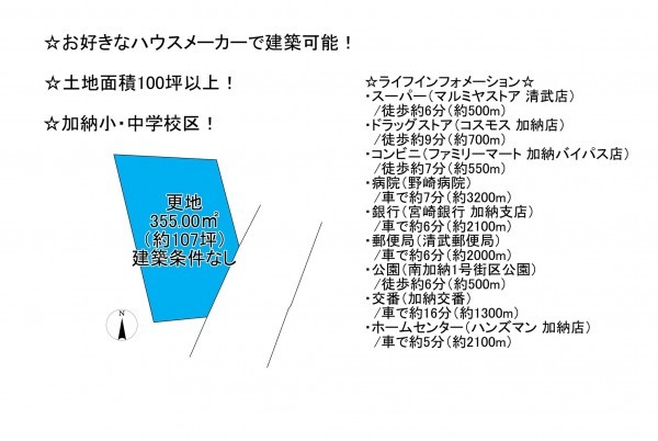 宮崎市清武町加納、土地の間取り画像です