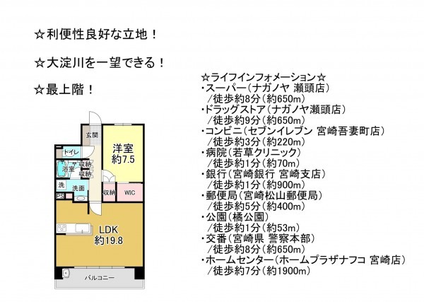 宮崎市松山、マンションの間取り画像です