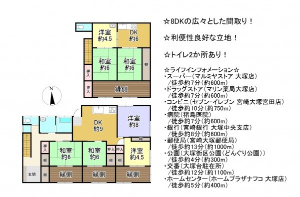 宮崎市大塚町、中古一戸建ての間取り画像です