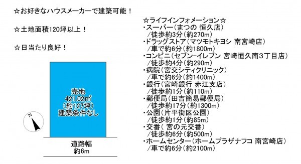 宮崎市恒久、土地の間取り画像です