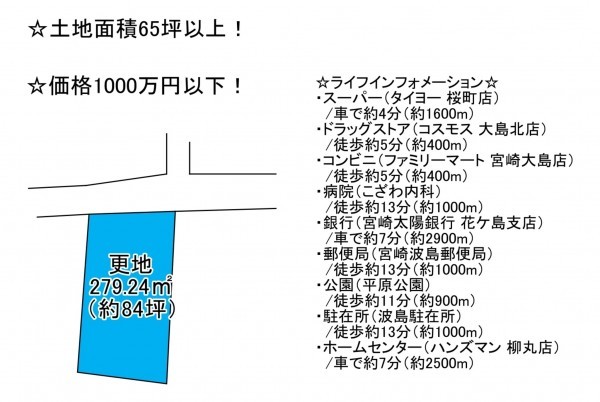 宮崎市大島町、土地の間取り画像です