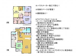 宮崎市希望ケ丘、中古一戸建ての間取り画像です