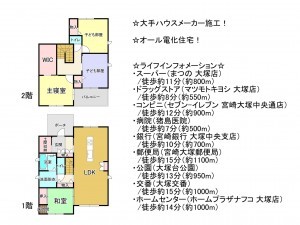宮崎市大塚町、中古一戸建ての間取り画像です