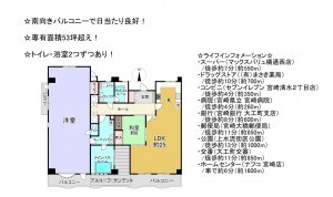 宮崎市学園木花台北、マンションの間取り画像です