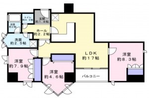 大阪市城東区中央、マンションの間取り画像です