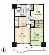 大阪市鶴見区諸口、マンションの間取り画像です