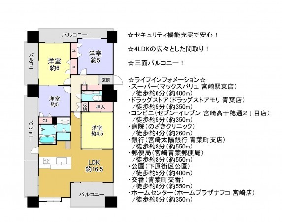 宮崎市錦本町、マンションの間取り画像です