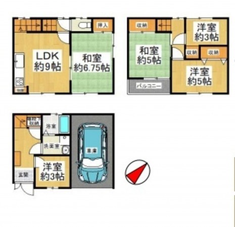 大阪市都島区大東町、中古一戸建ての間取り画像です