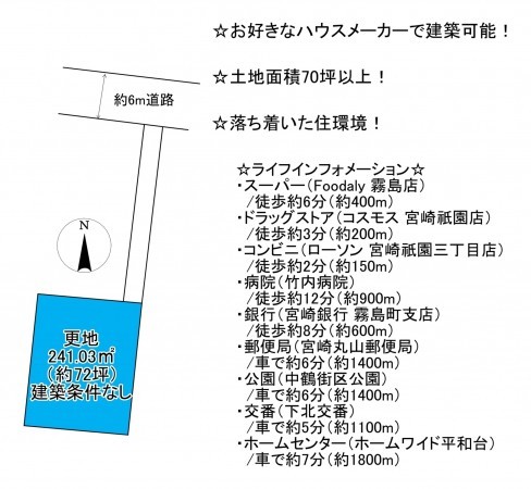宮崎市祇園、土地の間取り画像です