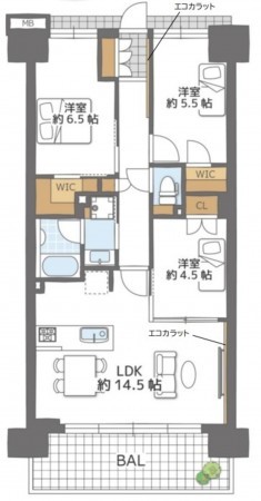 大阪市旭区太子橋、マンションの間取り画像です