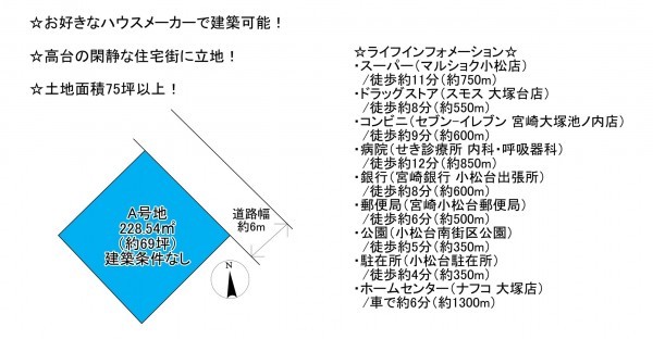 宮崎市小松台西、土地の間取り画像です