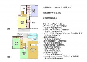宮崎市田代町、中古一戸建ての間取り画像です