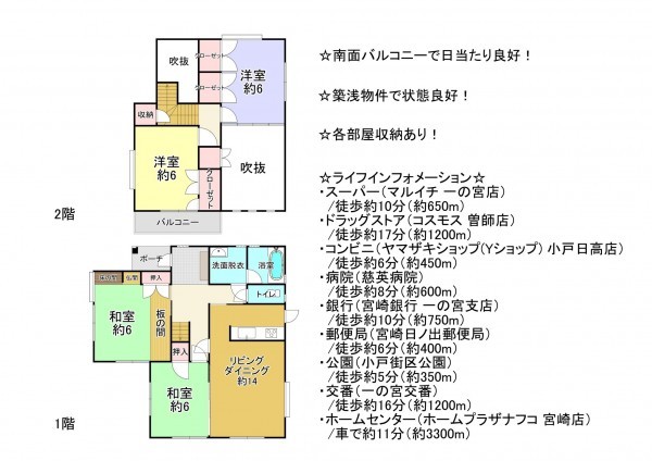 宮崎市田代町、中古一戸建ての間取り画像です