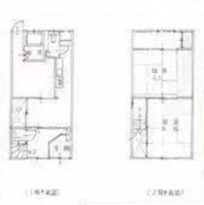 大阪市生野区鶴橋、中古一戸建ての間取り画像です