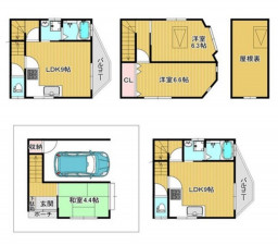 大阪市旭区今市、中古一戸建ての間取り画像です