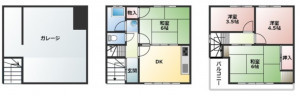 大阪市城東区古市、中古一戸建ての間取り画像です