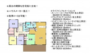 宮崎市佐土原町下那珂、中古一戸建ての間取り画像です