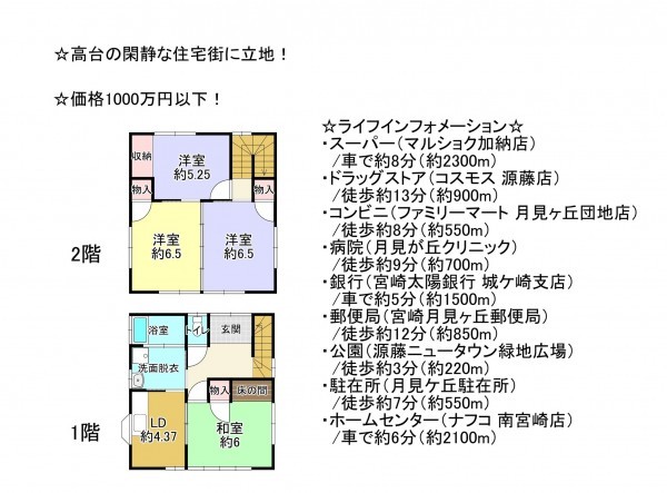 宮崎市月見ケ丘、中古一戸建ての間取り画像です