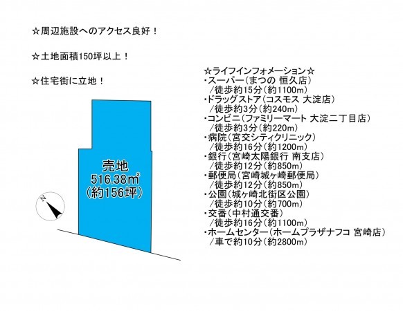 宮崎市大淀、土地の間取り画像です