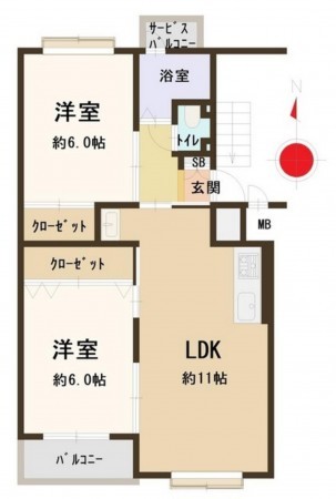 大阪市城東区永田、マンションの間取り画像です