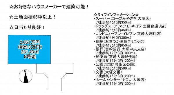 宮崎市大塚町、土地の間取り画像です