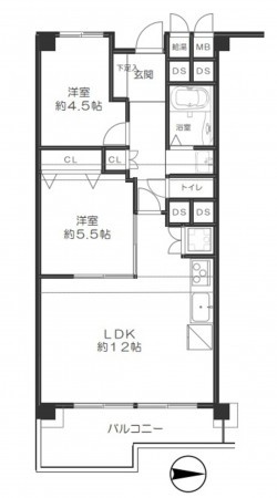 大阪市鶴見区今津中、マンションの間取り画像です