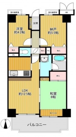 大阪市城東区東中浜、マンションの間取り画像です