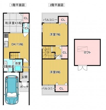 大阪市生野区田島、中古一戸建ての間取り画像です