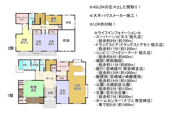 宮崎市恒久南、中古一戸建ての間取り画像です
