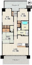 大阪市東成区中本、マンションの間取り画像です