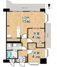 大阪市東成区東小橋、マンションの間取り画像です