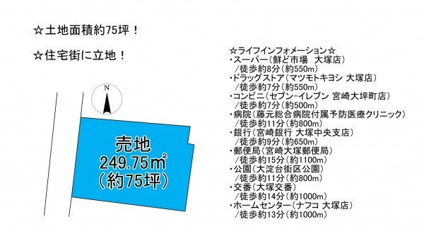 宮崎市大塚町、土地の間取り画像です