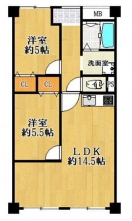 大阪市鶴見区今津北、マンションの間取り画像です