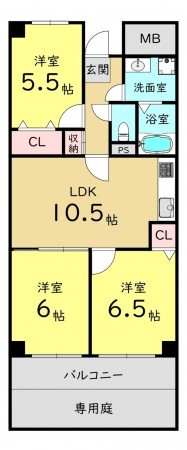 大阪市旭区高殿、マンションの間取り画像です