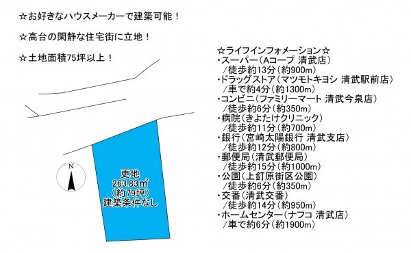 宮崎市清武町今泉、土地の間取り画像です