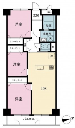 大阪市城東区関目、マンションの間取り画像です