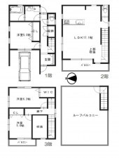 大阪市旭区清水、中古一戸建ての間取り画像です