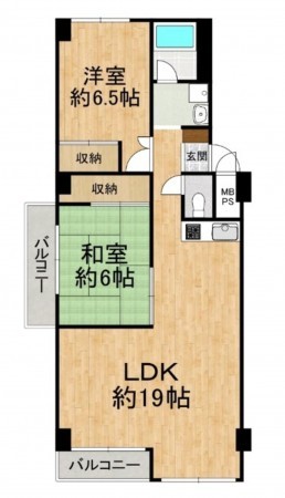 大阪市東成区中本、マンションの間取り画像です